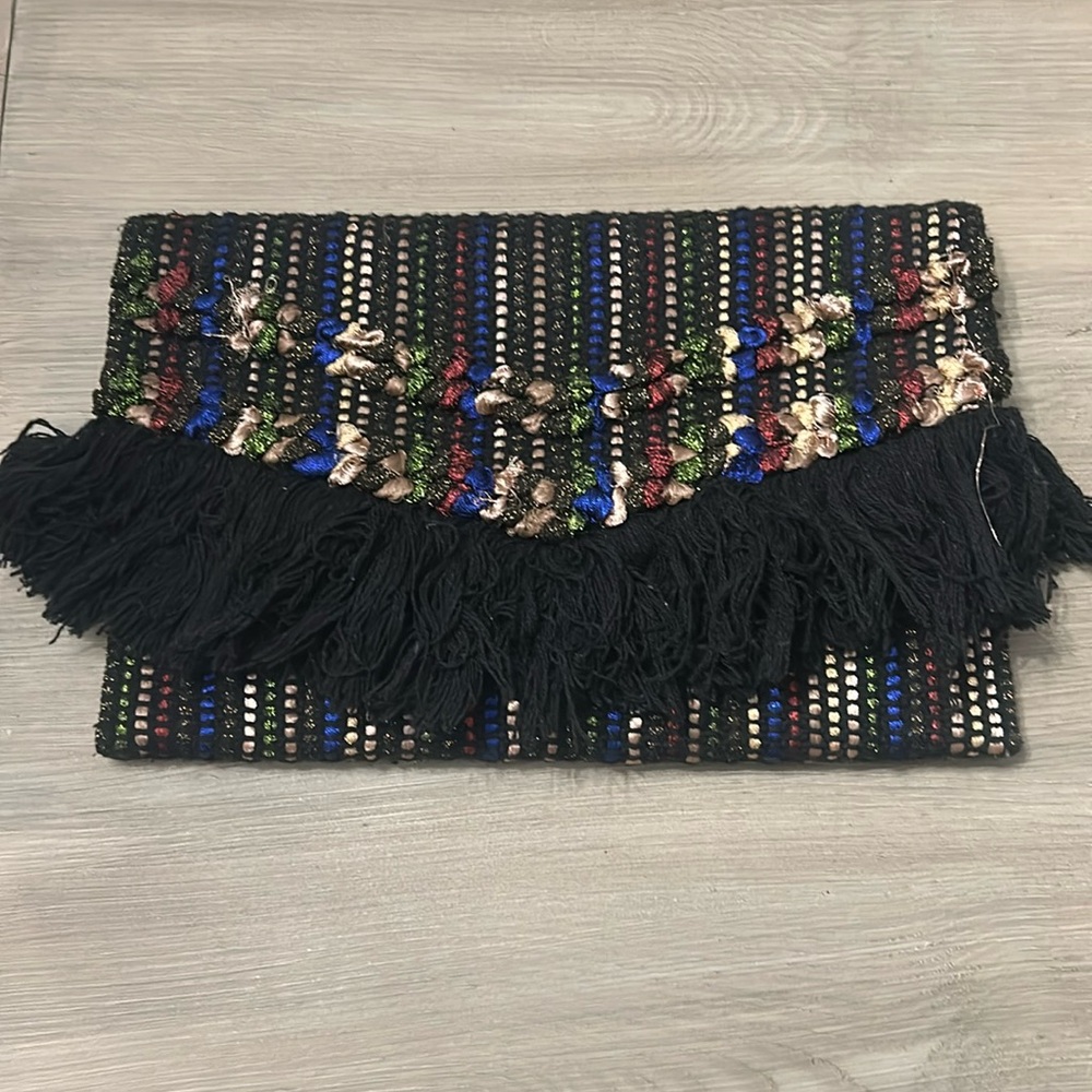 Stella and dot envelope clutch with fringe